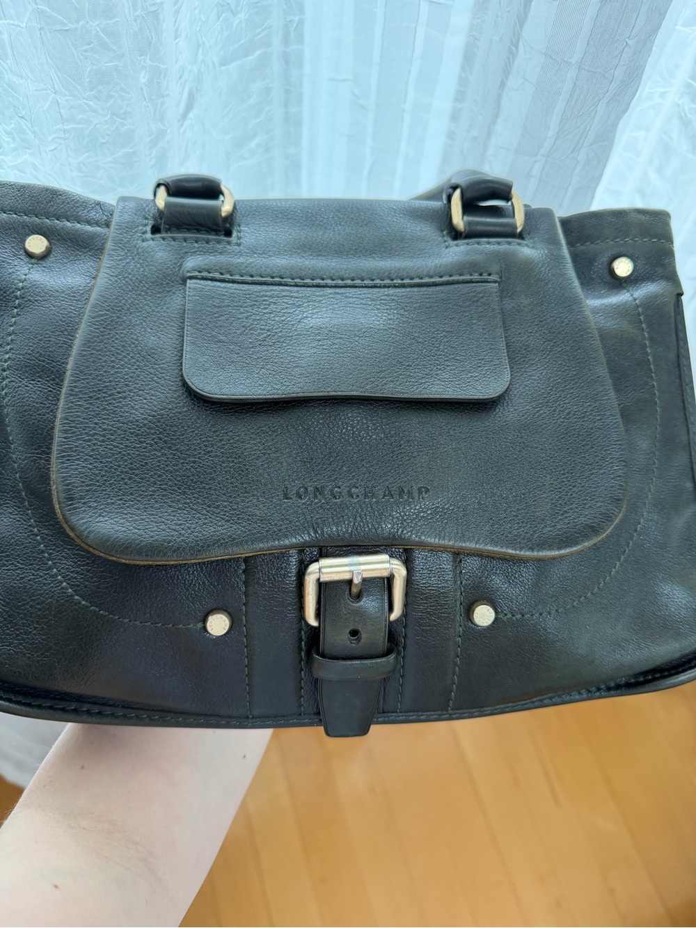LONGCHAMP DARK GREEN BALZANE LEATHER BAG - Picture 6 of 15
